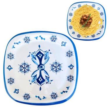 Imagem de Prato Quadrado Raso Decorado em Melamina Premium 28cm - Fx