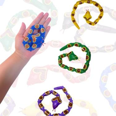Imagem de 10 Cobra de Brinquedo, Brincadeira Infantil Colorida, Kit Lembrancinha Festa, Cobra Articulada Naja