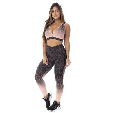 Imagem de Conjunto Feminino Legging Empina Bumbum + Top Decote Bojo Degrade Poli