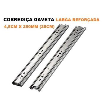 Imagem de Corrediça Gaveta Trilho Telescópico LARGA 250MM (25CM) PAR - FERRAGENS