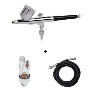 Imagem de AEROGRAFO DUPLA AÇÃO COPO FIXO BICO 0,3 MM MOD W030F + Mini Filtro Uni