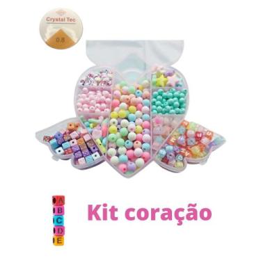 Imagem de Kit Miçanga Infantil completo Para Pulseira e acessórios Coração alado