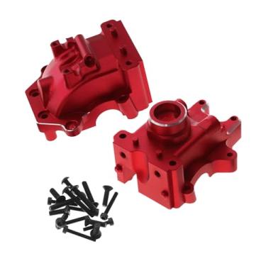 Imagem de Rcarmumb Gear Box Upgrades Part for 1/8 Sledge 4WD,Aluminum Front Rear Universal Gear Box Housing, RC Alloy Gearbox Hops up for Sledge Monster Truck RC Car #95076-4,Replace #9529, Red （1 Set