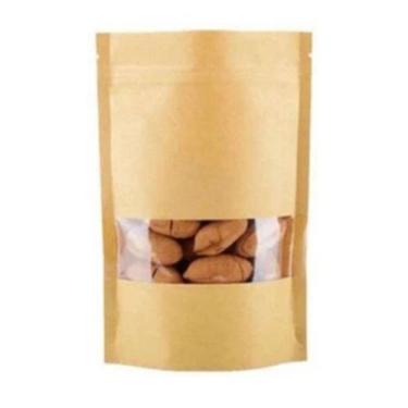 Imagem de Kit 50 Sacos Kraft C/ Zip Lock Visor Stand Up Pouch 12x20cm - COISARIA