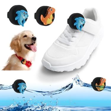 Imagem de Pacote com 2 suportes AirTag para cadarços infantis, capa de silicone invisível resistente ao desgaste para crianças, acessórios para crianças e animais de estimação (tubarão + dinossauros)