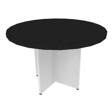 Imagem de Mesa de Jantar Redonda Natus40 Branca e Preta 120 cm - Bramov