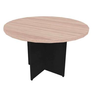 Imagem de Mesa de Jantar Redonda Natus40 Preta e Carvalho Mel 120 cm - Bramov