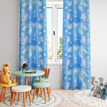 Imagem de Cortina Tecido Oxford Quarto Infantil Animais Nuvens Azul CI22 - 280x2