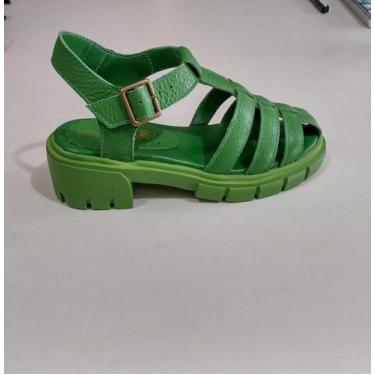 Imagem de Sandália feminina tratorado em couro legítimo - Armazem Couros e Peles