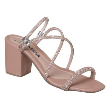 Imagem de Sandália de salto com brilho lolla maria - Lolla Maria Calçados, Nude,