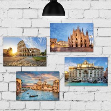 Imagem de Placa Decorativa MDF Fotos da Itália Kit 4un 30x40cm - Quartinhos