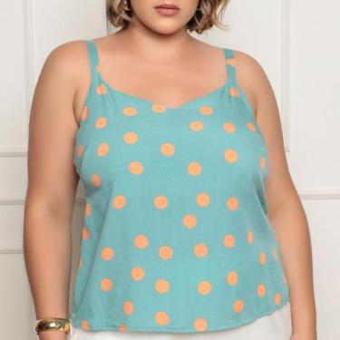 Imagem de Blusa Feminina Plus Size De Alça Estampada Modelo Casual Verão - Docce