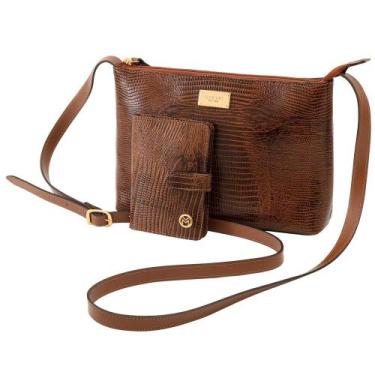 Imagem de Kit Bolsa e Carteira de Couro Mariart 2190 + 237, Havana