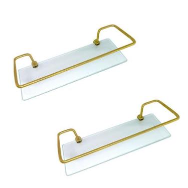 Imagem de Kit C/ 2 Porta Shampoo Reto Dourado Com Vidro Incolor - Montelar Acaba