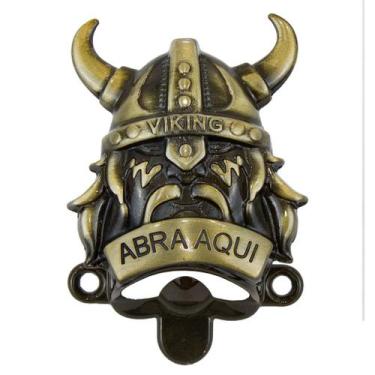 Imagem de Abridor Garrafa de Cerveja Viking Abra Aqui 1 Peça Decoração Metal Res