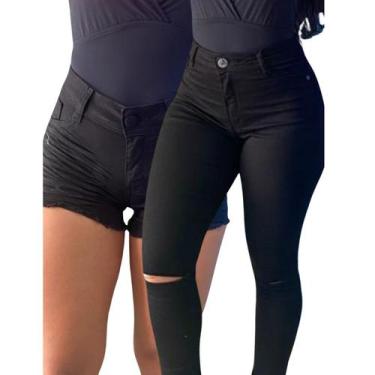 Imagem de Kit Calça e Bermuda Jeans Sarja Tendência Comfort - Kiridas Jeans, 40,