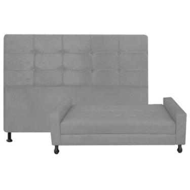 Imagem de Kit Félix com Cabeceira Mel 1,95 cm King Size Baú Quarto Sala Suede Ci