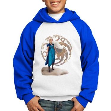 Imagem de Moletom Infantil Daenerys Targaryen Art - Foca na Moda, Branco, Azul, 