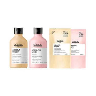 Imagem de Kit Shampoo Gold Quinoa 300ml + Shampoo Vitamino Color 300ml  + 2 Refi