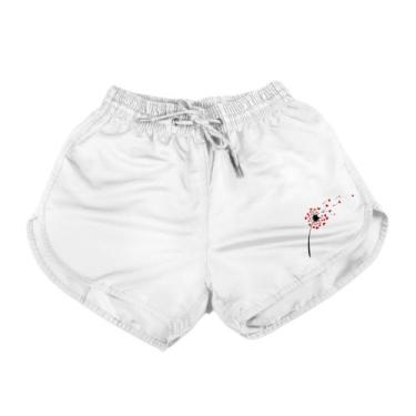 Imagem de Short Feminino Moda Praia Tactel Estampado - RELAXADO, Branco dente le