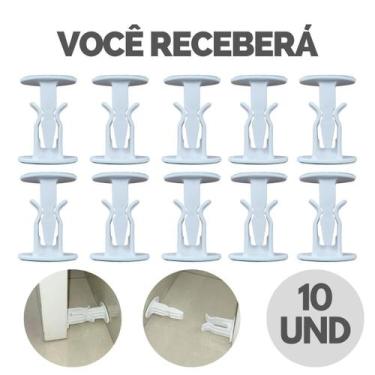 Imagem de Kit Trava De Porta Batente Fixador Prendedor Adesivo Amortece Impacto 