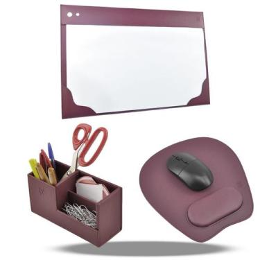 Imagem de Kit Organizador De Mesa Escritório - Office Designer Odp1690, Vinho