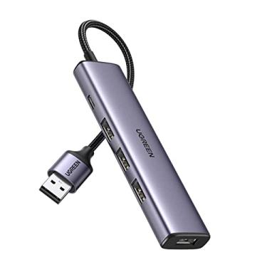 Imagem de UGREEN Hub USB 3.0 4 portas Adaptador multiporta USB ultrafino de alumínio, divisor USB C alimentado compatível com MacBook, iMac, Surface, laptop, PC, mouse, teclado, pen drive e muito mais