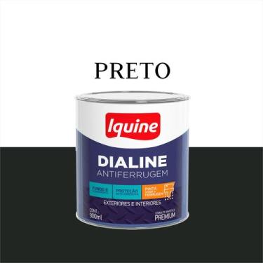 Imagem de Tinta Esmalte Antiferrugem 3,6l Iquine Escolha sua Cor, Preto 900ml