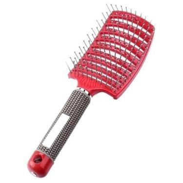 Imagem de Escova Raquete Vazada Curva Cerâmica Profissional Cabeleireiro Barbeir