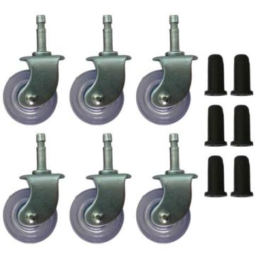 Imagem de (6pçs) Rodizio Fixo Pino 6mm + Bucha 10mm Roda 32mm Incolor - ABCMAIOR