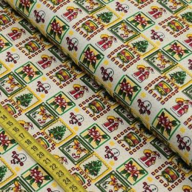 Imagem de Tecido Estampado para Patchwork - Natal : Boneco de Neve Fundo Branco 