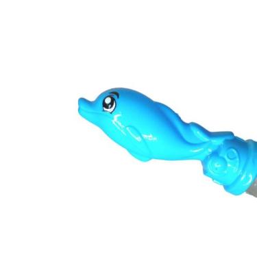 Imagem de Brinquedo Bastão Lança Bolhas De Sabão Golfinho Colorido - CRB, Azul