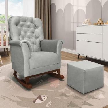 Imagem de Poltrona de Amamentação Agatha Canoa com Puff Veludo Phoenix Baby, Cin