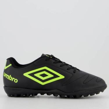 Imagem de Chuteira Umbro Class 2.2 Society Juvenil Preta e Verde, 36