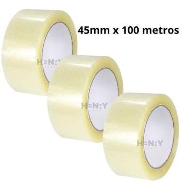 Imagem de 3 Fitas Adesivas 45mm X 100 metros - 3 Rolos - NoBrand
