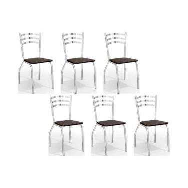 Imagem de Kit 6 Cadeiras Sala Jantar Portugal C007 6 Un Cromada/Preto 110 - Kapp