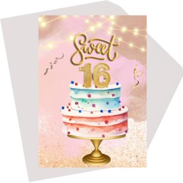 Imagem de 7 Hills Cards - Cartão de aniversário de 16 anos para ela, Sweet 16 Birthday Card, Sweet 16 cards for girls, Sweet 16 gifts for granddaughter