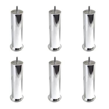 Imagem de Kit 8 Pés Cromados 4 Rodinhas 2 Junçao para Box da Cama Queen e king serve em Todos Modelos de Cama Box com 13 cm de Altura Diâmetro de 7 cm Rosca Universal e Suporte de até 120 kg por Pé