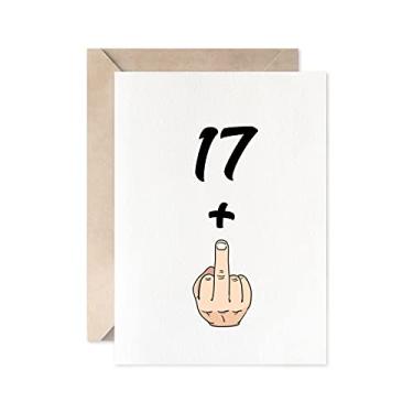Imagem de MAGJUCHE Cartão engraçado de aniversário de 18 anos, 17+1 menina ou menino, doce, 18 anos, presente de aniversário, cartão de piada