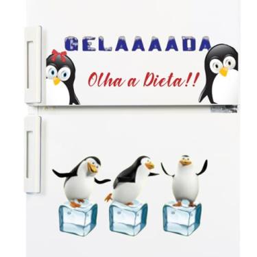 Imagem de Kit Adesivo Pinguim de Geladeira Olha a Dieta + Cubos Gelo