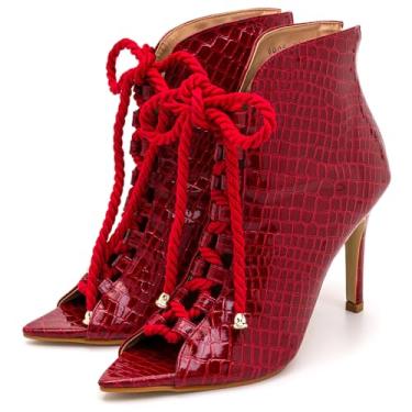 Imagem de Sandália Feminina Moda Casual Verão Croco Ankle Boot Fechada Com Cadarço e Zíper