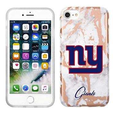 Imagem de Prime Brands Group Capa de celular para Apple iPhone 8/7/6S licenciada pela NFL New York Giants, mármore ouro branco e rosa