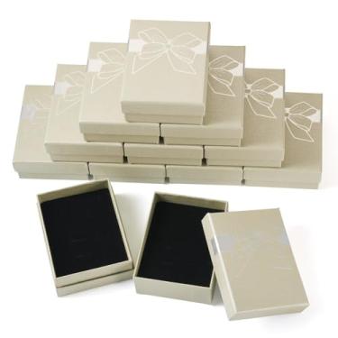 Imagem de KISSITTY 12 caixas de presente de papelão, papel, joias, 9 x 6 x 3,5 cm, caixas de joias retangulares, colar e brincos, caixas de armazenamento para aniversário, ação de graças, Natal (Gainsboro)