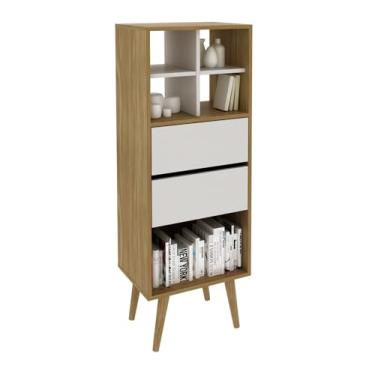 Imagem de Estante Alta Para Sala 02 Gavetas E1716 Natural Off White Tecno Mobili