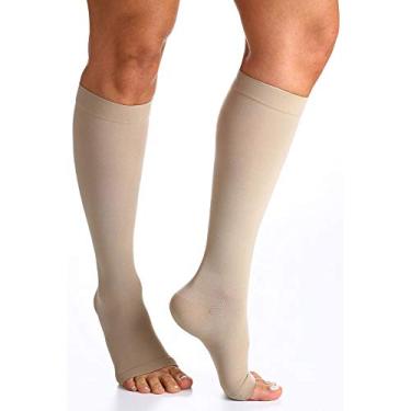 Imagem de Meia 3/4 Panturrilha 862 Premium 20-30 Mmhg Ponteira Aberta Sigvaris Grande Normal Natural