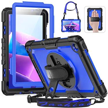 Imagem de HXCASEAC Capa para Lenovo Tab M10 Plus 3ª geração de 10,6 polegadas com protetor de tela/alça rotativa 360, capa protetora de 3 camadas para tablet M10 Plus (TB-125FU TB-128FU TB-128XU) Capa 2022,