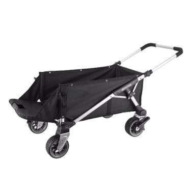 Imagem de carroça Carrinho de vagão estendido com rodas, vagão utilitário dobrável de mercearia com freios, jardim, carrinho de mão portátil para compras e acampamento dobrável