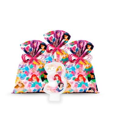 Imagem de Kit festa Princesas Disney Decoração Lembracninhas + Vela n3 - Cromus-
