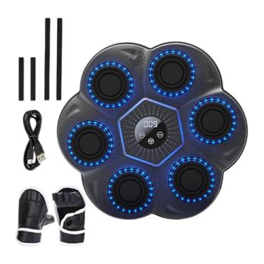 Imagem de simhoa Máquina de boxe de música, equipamento de perfuração de treinamento, almofada de perfuração de alvo de parede, alvo de parede de boxe eletrônico, Preto