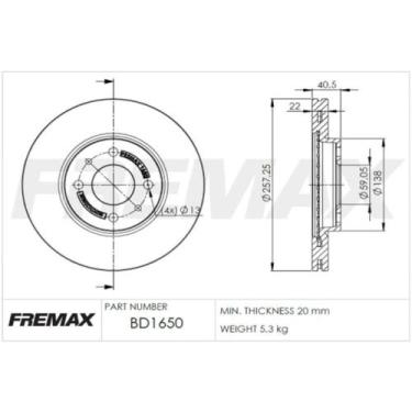Imagem de Disco de freio Dianteiro Fiat Uno 1994 a 2015 FREMAX BD1650